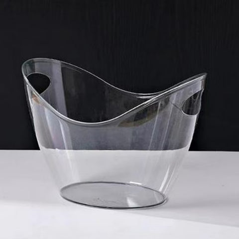 4L Clear Ice Bucket Beverage Tub Handle Cooling Large Ice Bucket for Wine Champagne Bar Supplies for Family Wine Beer Chiller