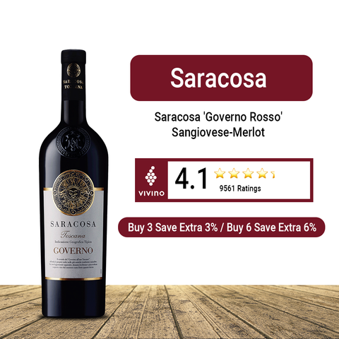 Saracosa 'Governo Rosso' Sangiovese-Merlot 2021 (Toscana) Red Wine, 750ml