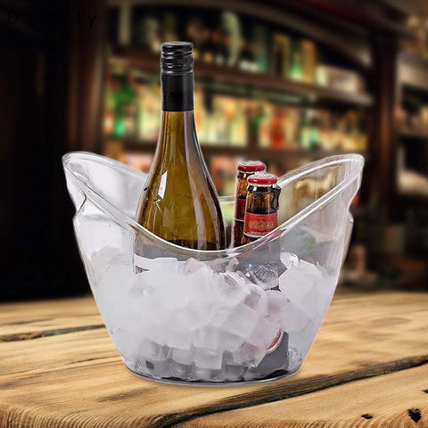 4L Clear Ice Bucket Beverage Tub Handle Cooling Large Ice Bucket for Wine Champagne Bar Supplies for Family Wine Beer Chiller